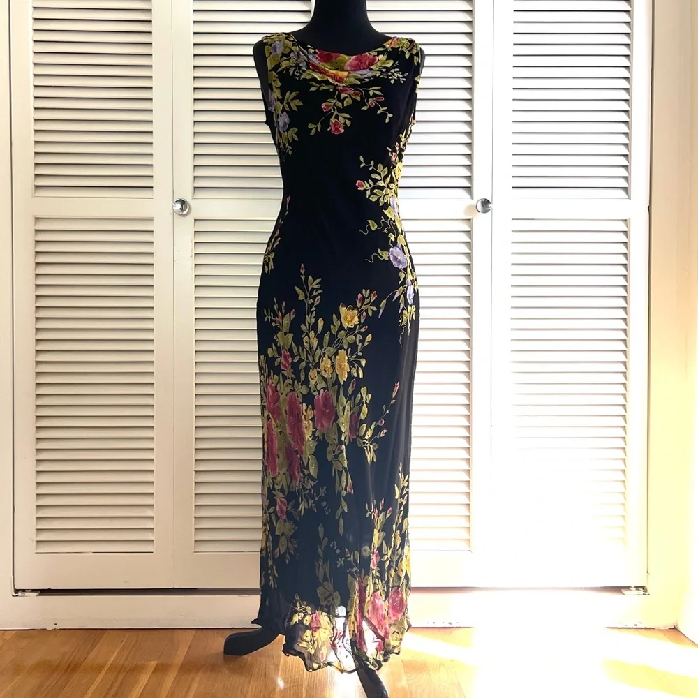 Floral Black Maxi Dress - Picture 1 of 6